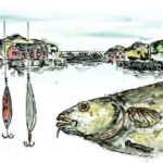 Der Erzählband ist illustriert mit Zeichnungen von Michael Huber. Hier ist der Brotfisch Norwegens zu sehen: der Dorsch. Manchmal wundert man sich, wie gierig die Fische sind. Da können schon mal zwei Pilker verschluckt werden.