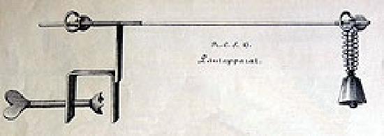Der “Läutapparat”: Am Ende des 19. Jahrhunderts präsentierte Hildebrand einen auf die Rute zu schraubenden, akustischen Bissanzeiger.