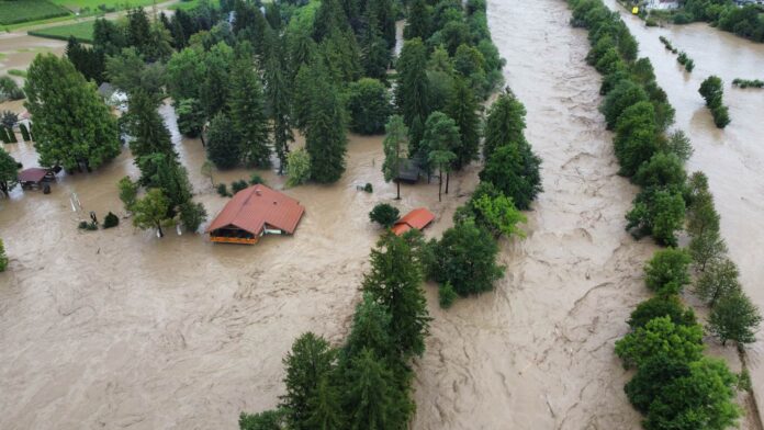 Hochwasser an der Save in Slowenien.