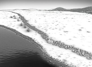 Durch den Steinwall, der heute am Grund der Ostsee liegt, wurden vor 11.000 Jahren Rentiere an einem Seeufer in die Enge getrieben, damit die Eiszeitjäger sie effektiver bejagen konnten. Bild: Michał Grabowski