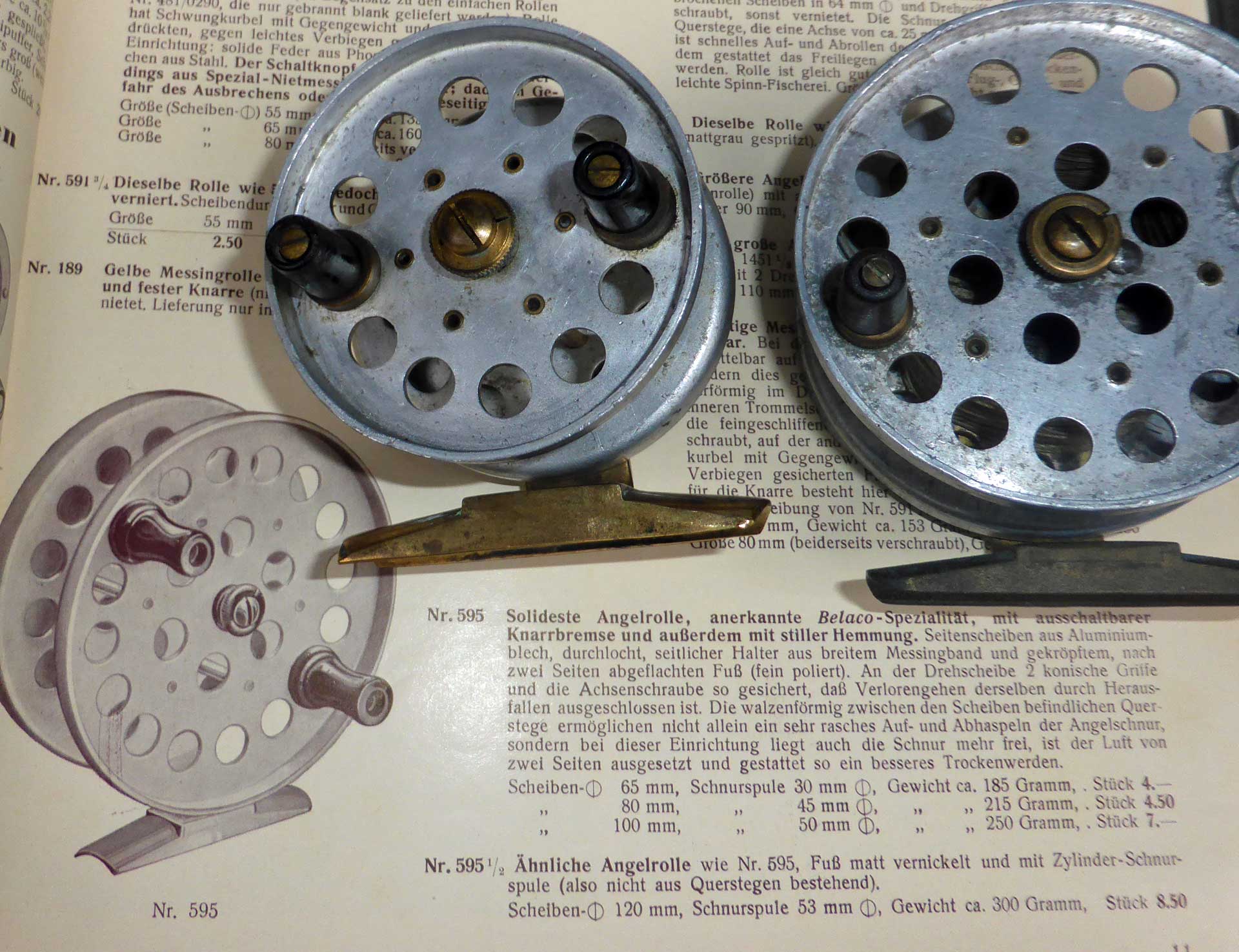Belaco-Grundrollen in 65 und 80mm auf der entsprechenden Katalogseite von 1937. Man beachte die konischen Griffe.