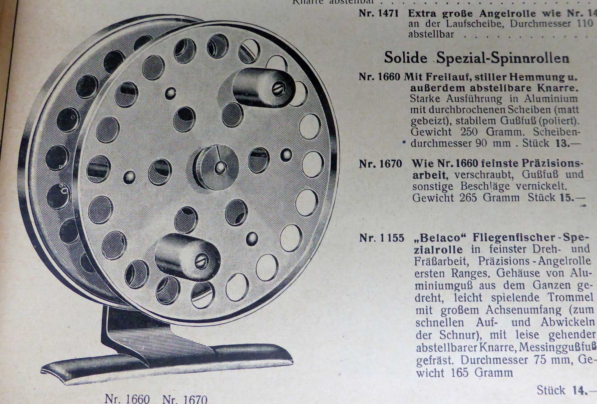Zum Vergleich: Das Vorläufermodell im Belaco-Katalog von 1932, hier überlappt die Rückwand noch die Spule, die Griffe sind zylindrisch.