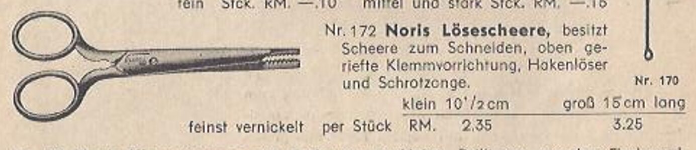 Noris-Löseschere im Katalog von 1938.