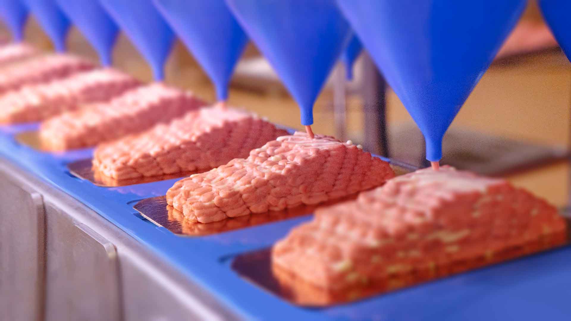 Die Faserstruktur des veganen Filets wird im 3D-Druckverfahren erzeugt.