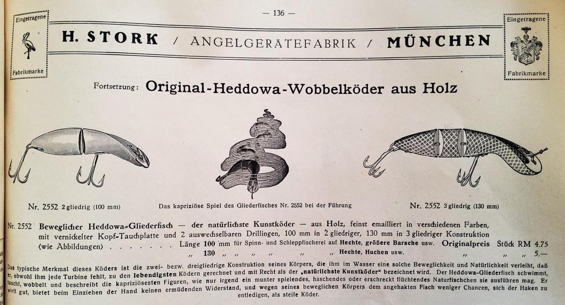 Die Heddon Gamefisher im Stork-Katalog von 1931.