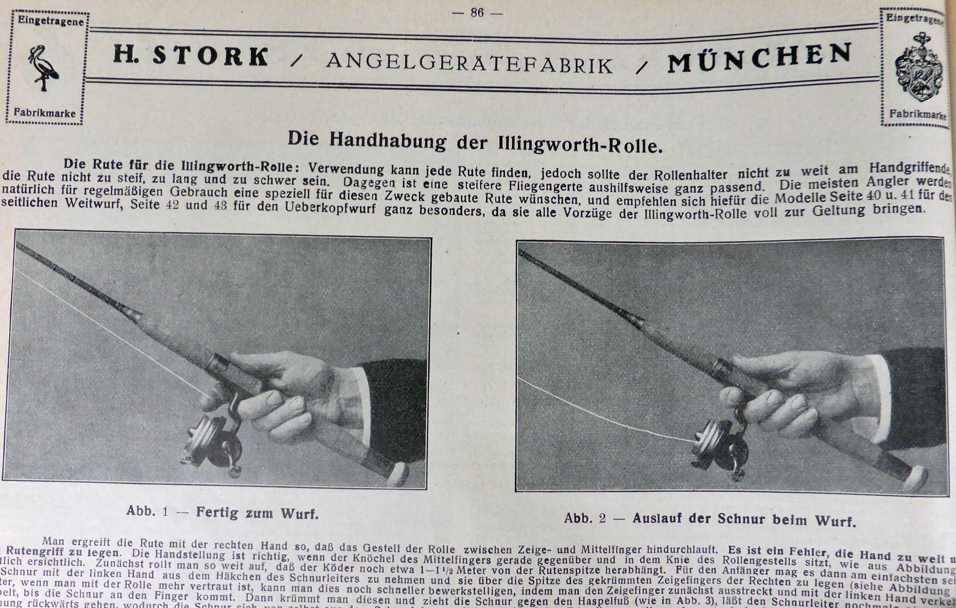 Illingworth-Stationärrolle im Stork-Katalog von 1926.