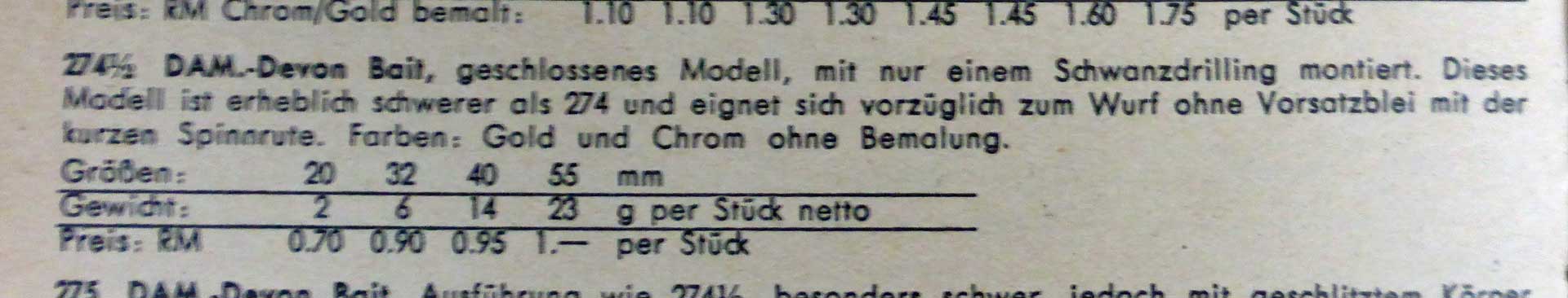 1936 gibt es den Köder nur noch in Messing und Chrom.