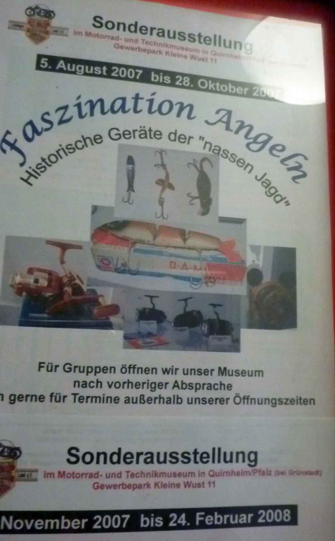 Im Technik-Museum Quirnheim wurde 2007 auch schon Angelgerät ausgestellt.